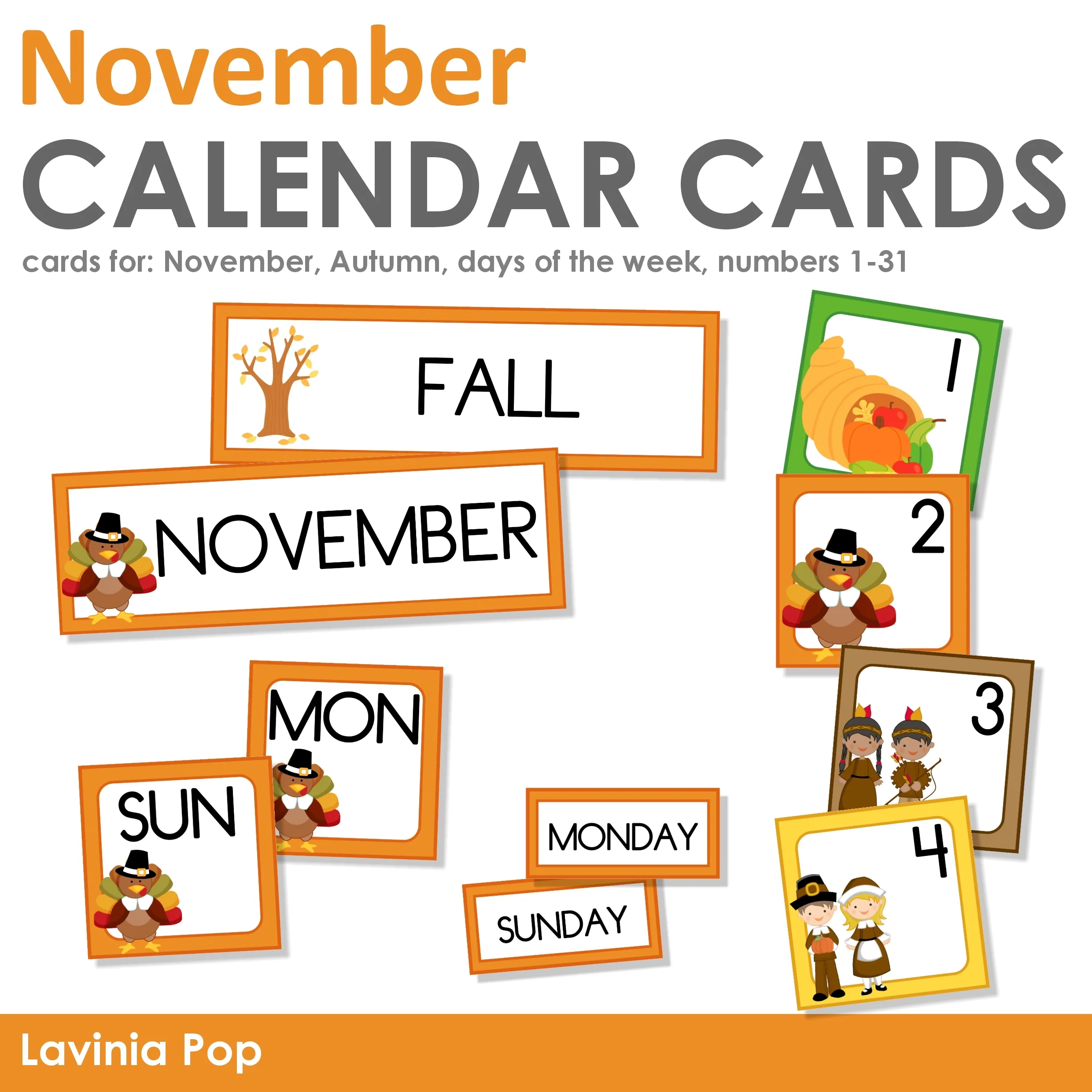 Calendar Cards For November