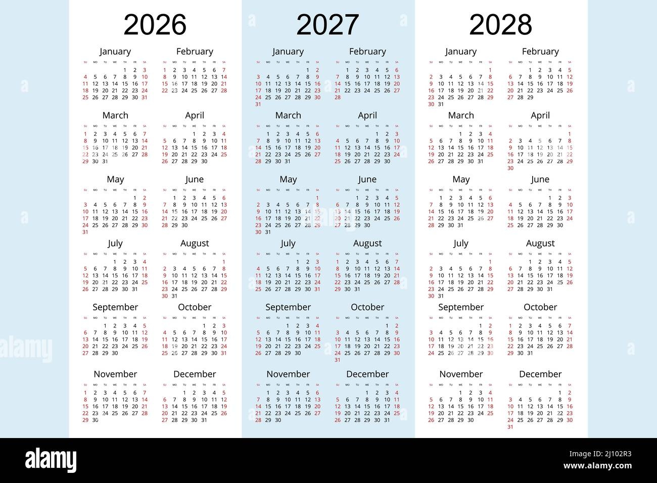 Printable Blank Calendar 2026-2027