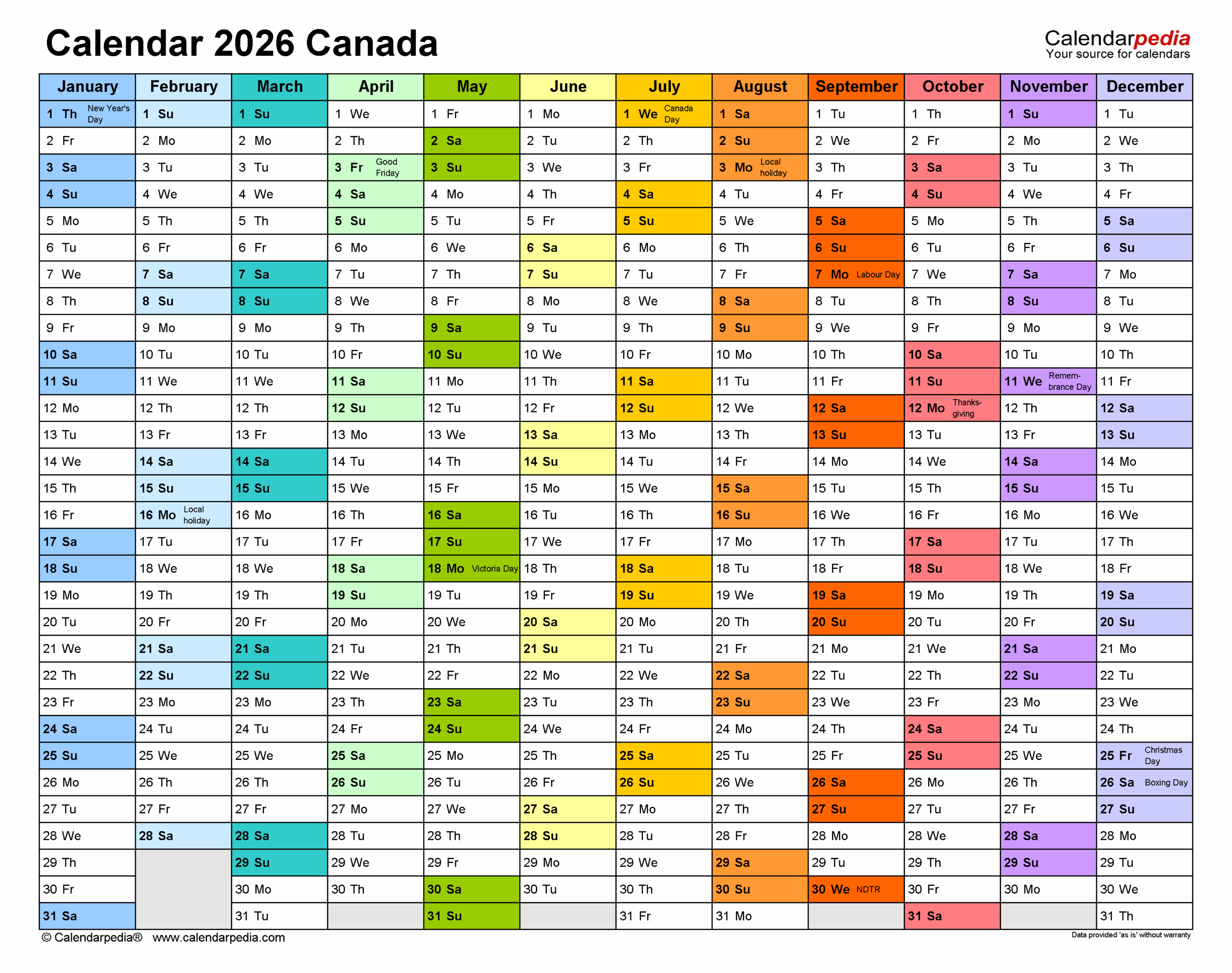 May 2026 Calendar With Holidays Canada