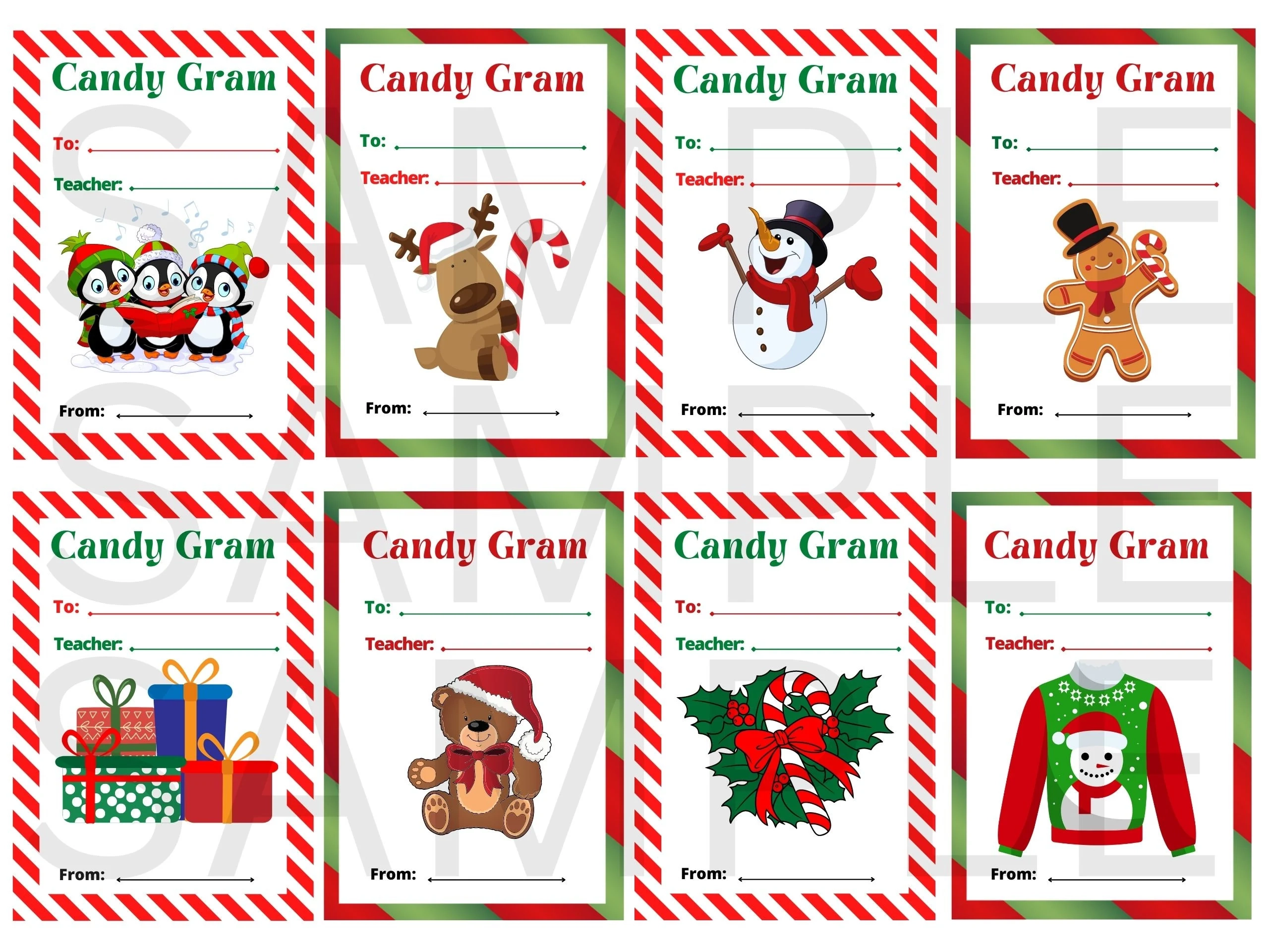 Candy Grams Weihnachten Candy Cane Geschenk Schule PTA PTSA 