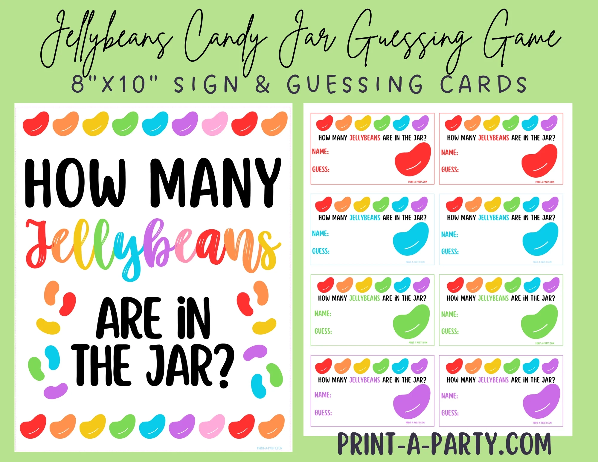 Candy Jar Guessing Game JELLYBEANS Printable Party Game For 