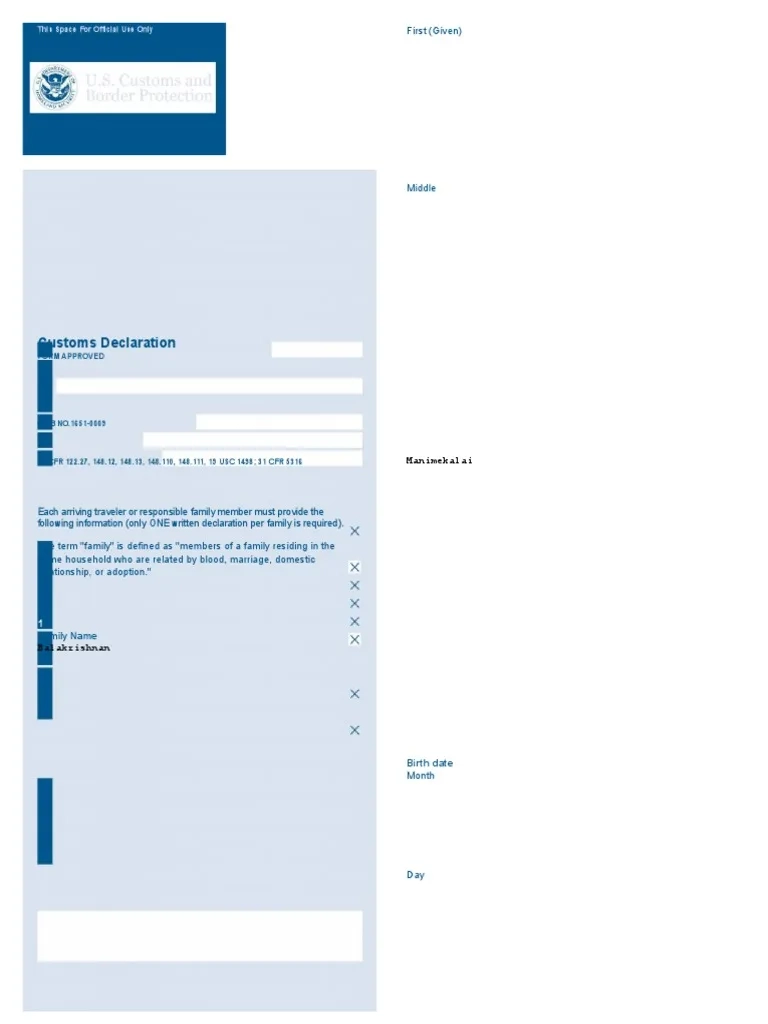 Cbp Form 6059b Printable