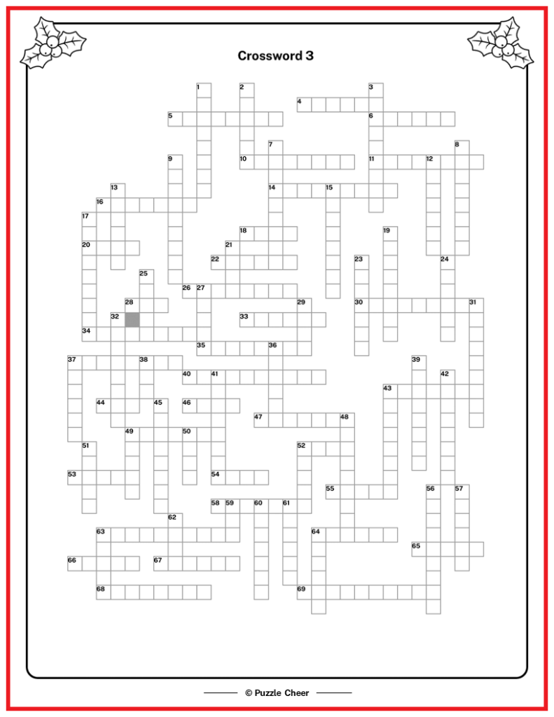 Christmas Crossword 3 From The Christmas Puzzle Book Puzzle Cheer