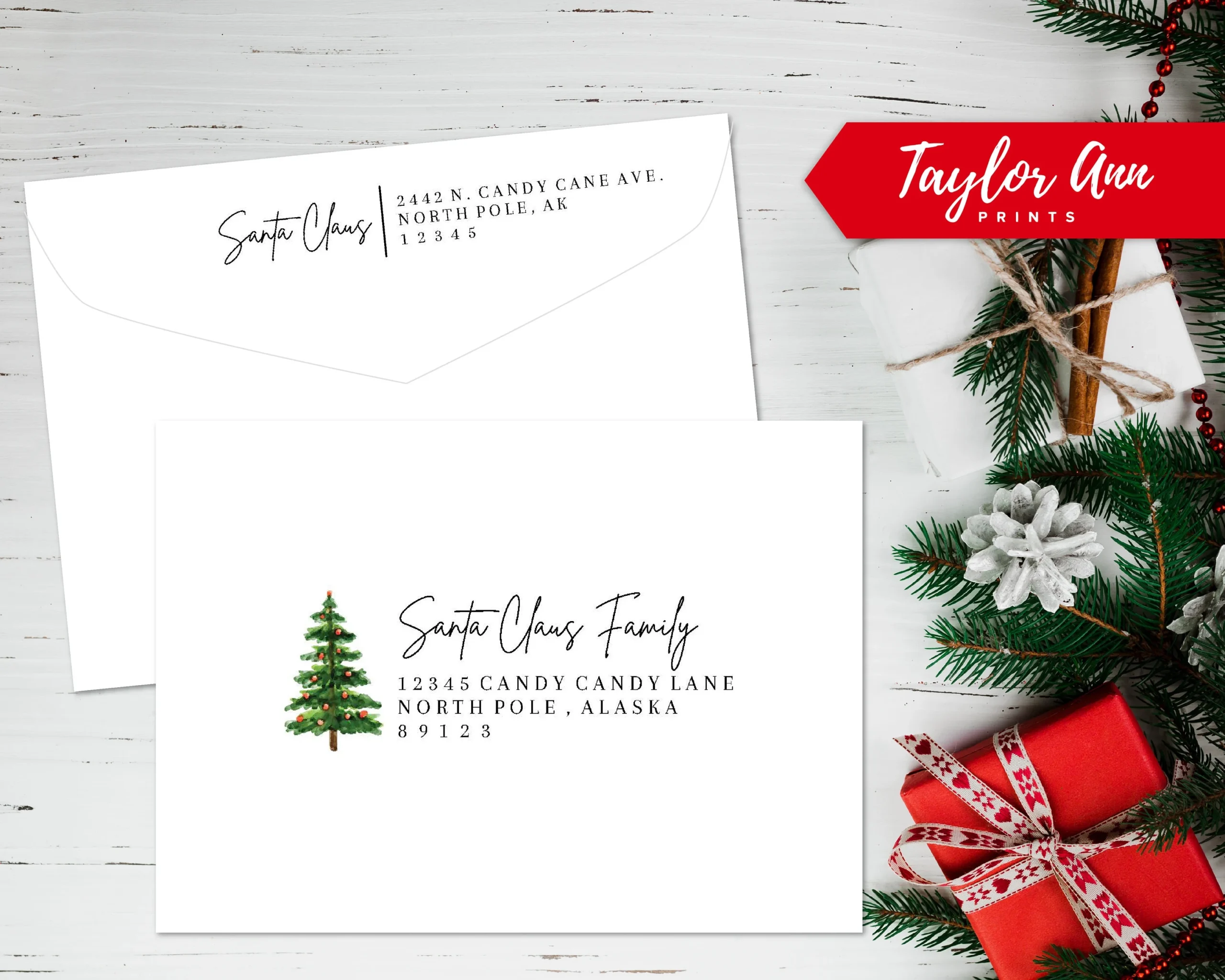 Christmas Envelope Address Template Editable Printable Classic 