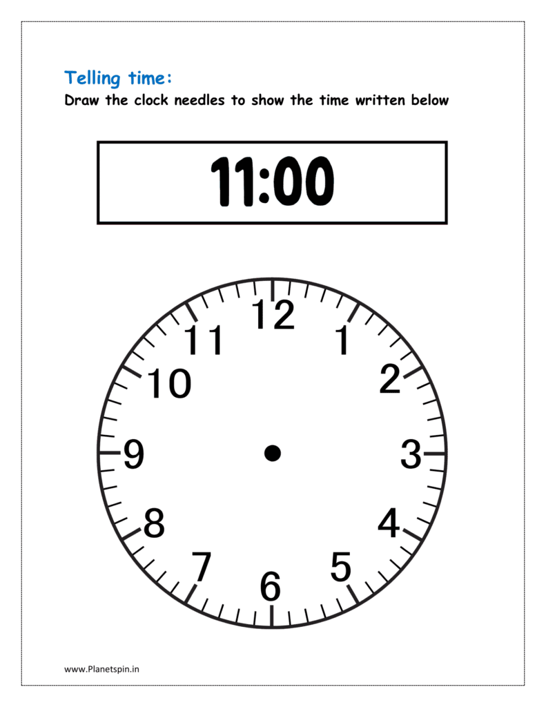 Free Printable Clock Worksheets Grade 1