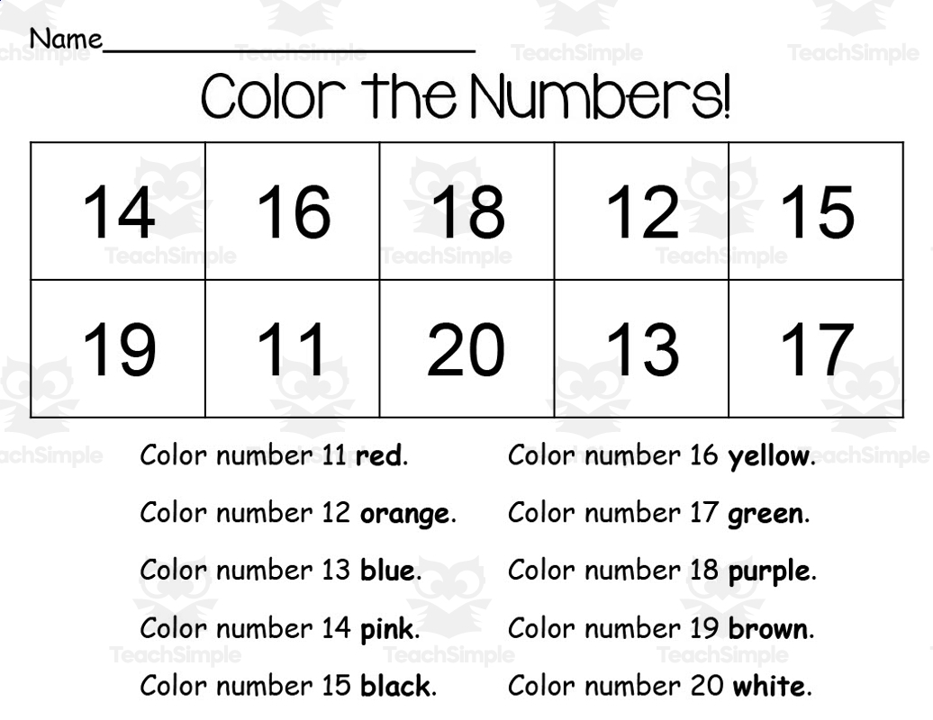 Free Printable Number Worksheets 11-20