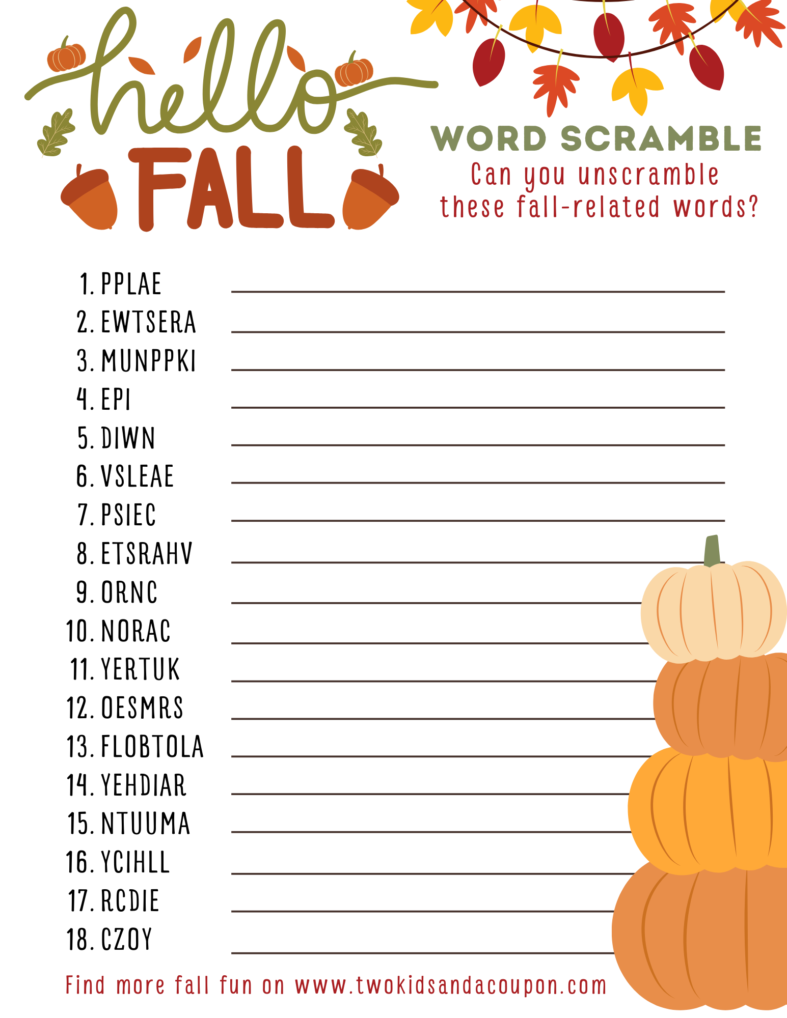 Printable Fall Puzzles