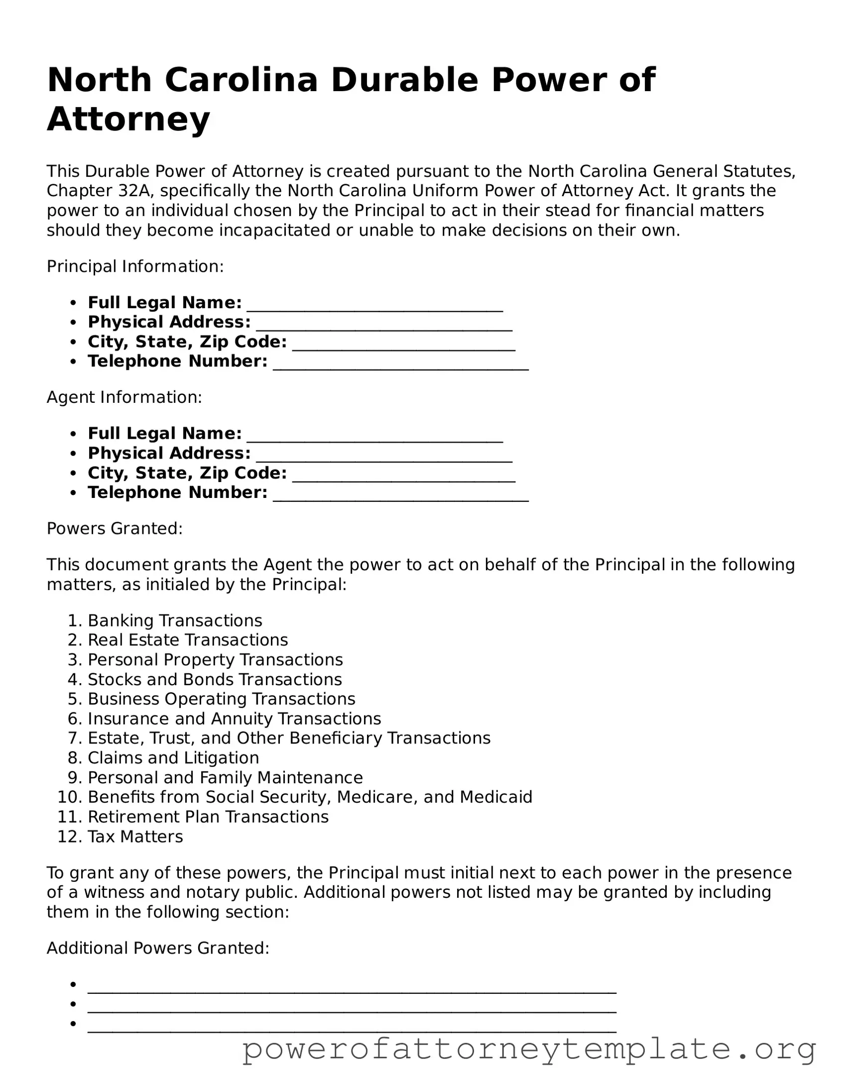 Create A Valid North Carolina Durable Power Of Attorney Using Our 