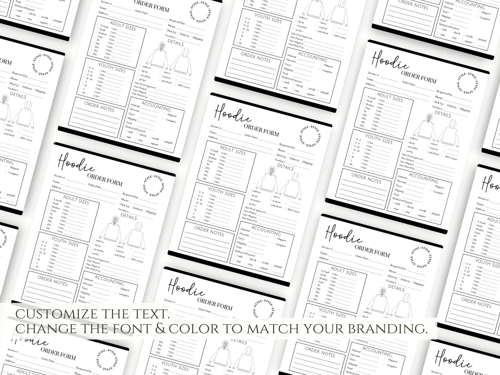 Custom Hoodoe Sweatshirt Order Form Template Free Printable Buy 