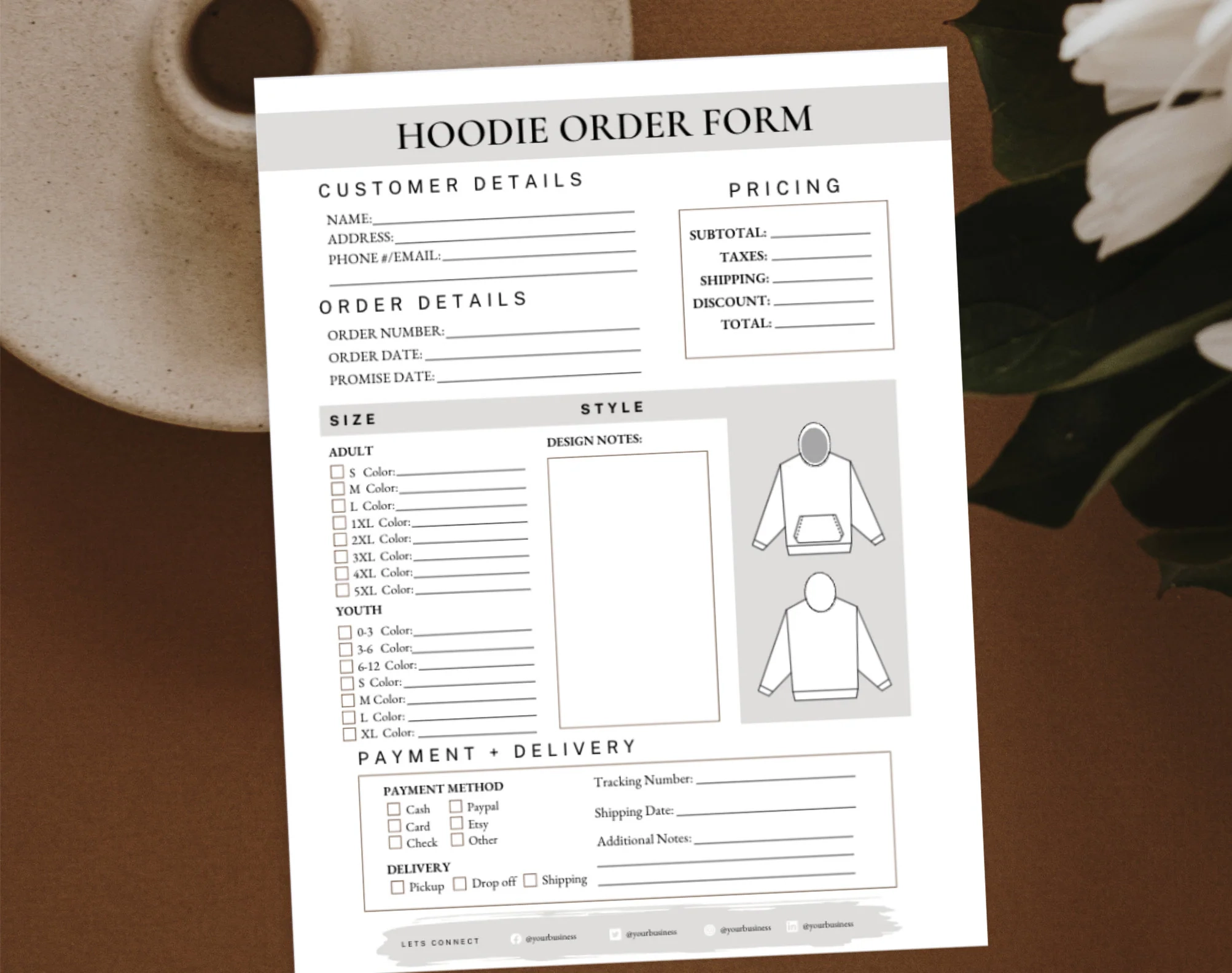 Custom Hoodoe Sweatshirt Order Form Template Free Printable Buy 