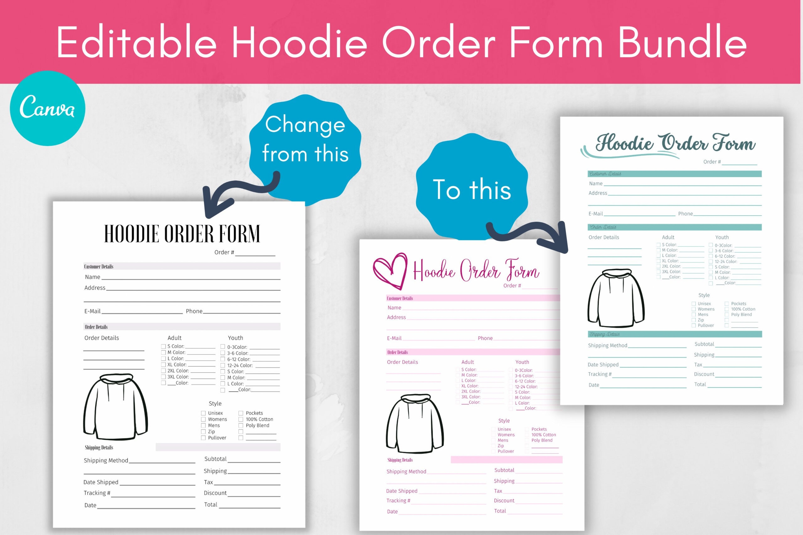 Custom Hoodoe Sweatshirt Order Form Template Free Printable