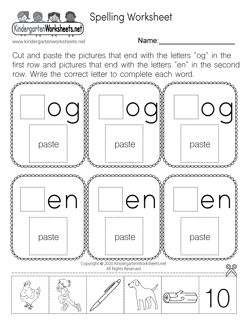 Printable Spelling Worksheets
