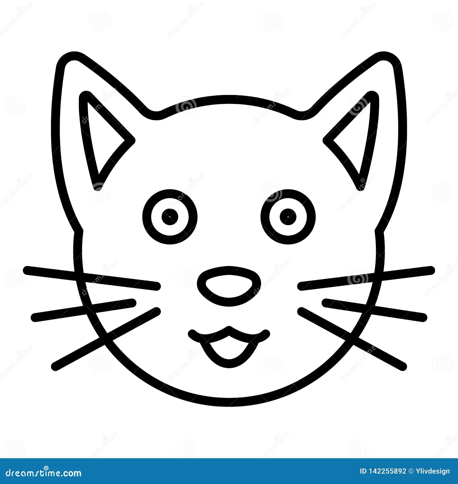 Cute Cat Face Icon Outline Style Stock Vector Illustration Of 