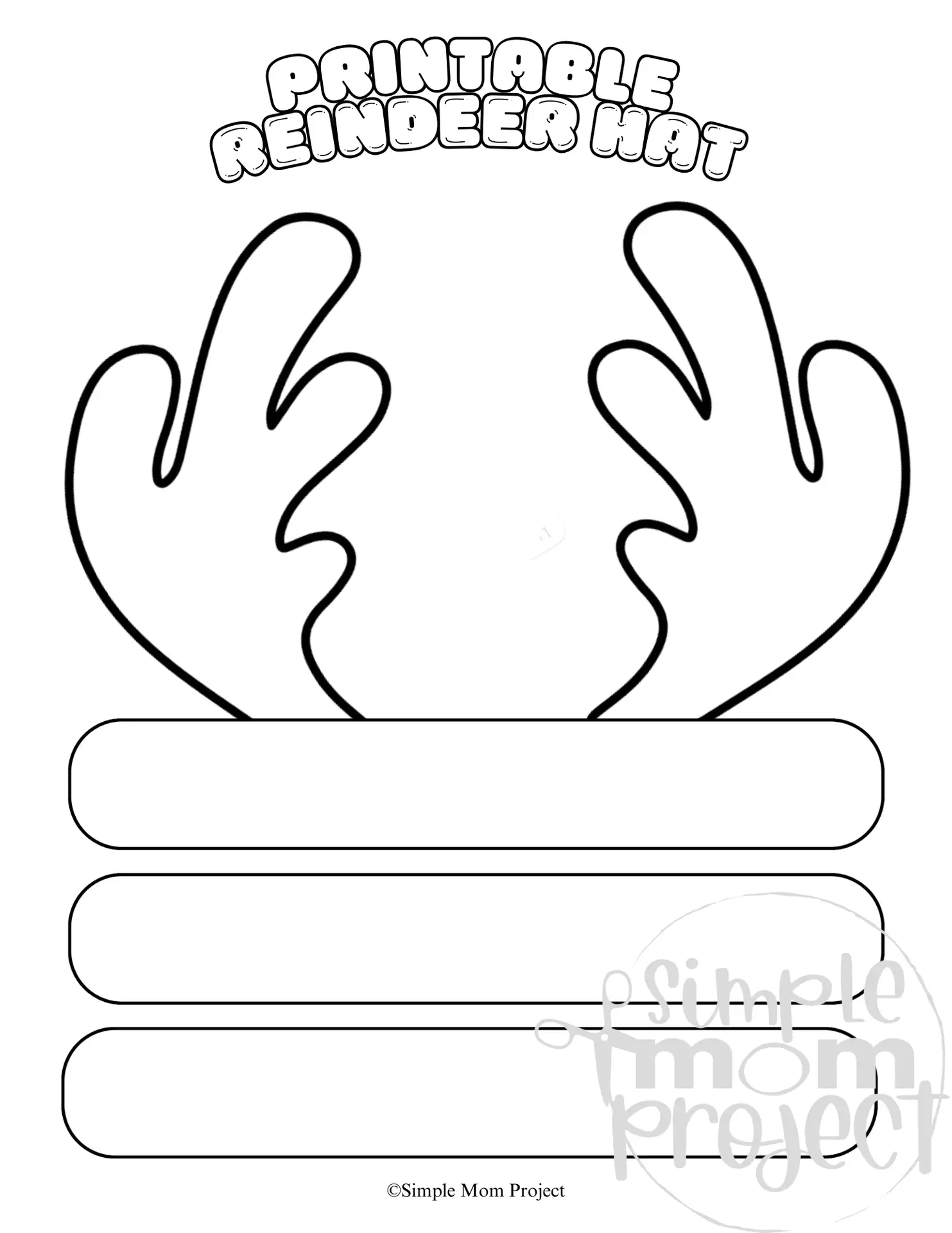 Cute Printable Reindeer Antlers Craft Template Simple Mom Project