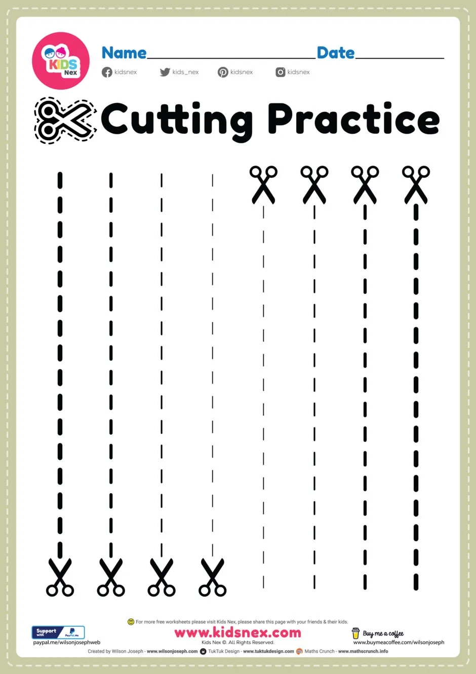 Cutting On Lines Worksheets