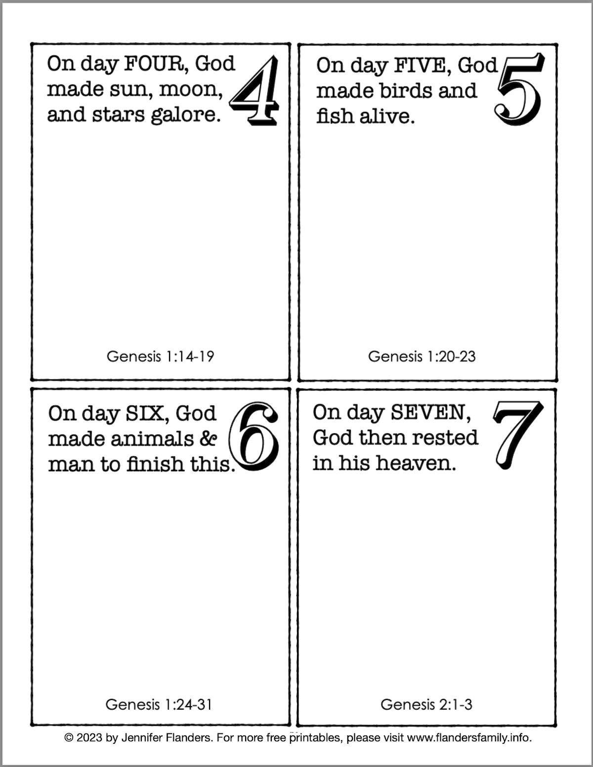 Days Of Creation Printables Flanders Family Home Life