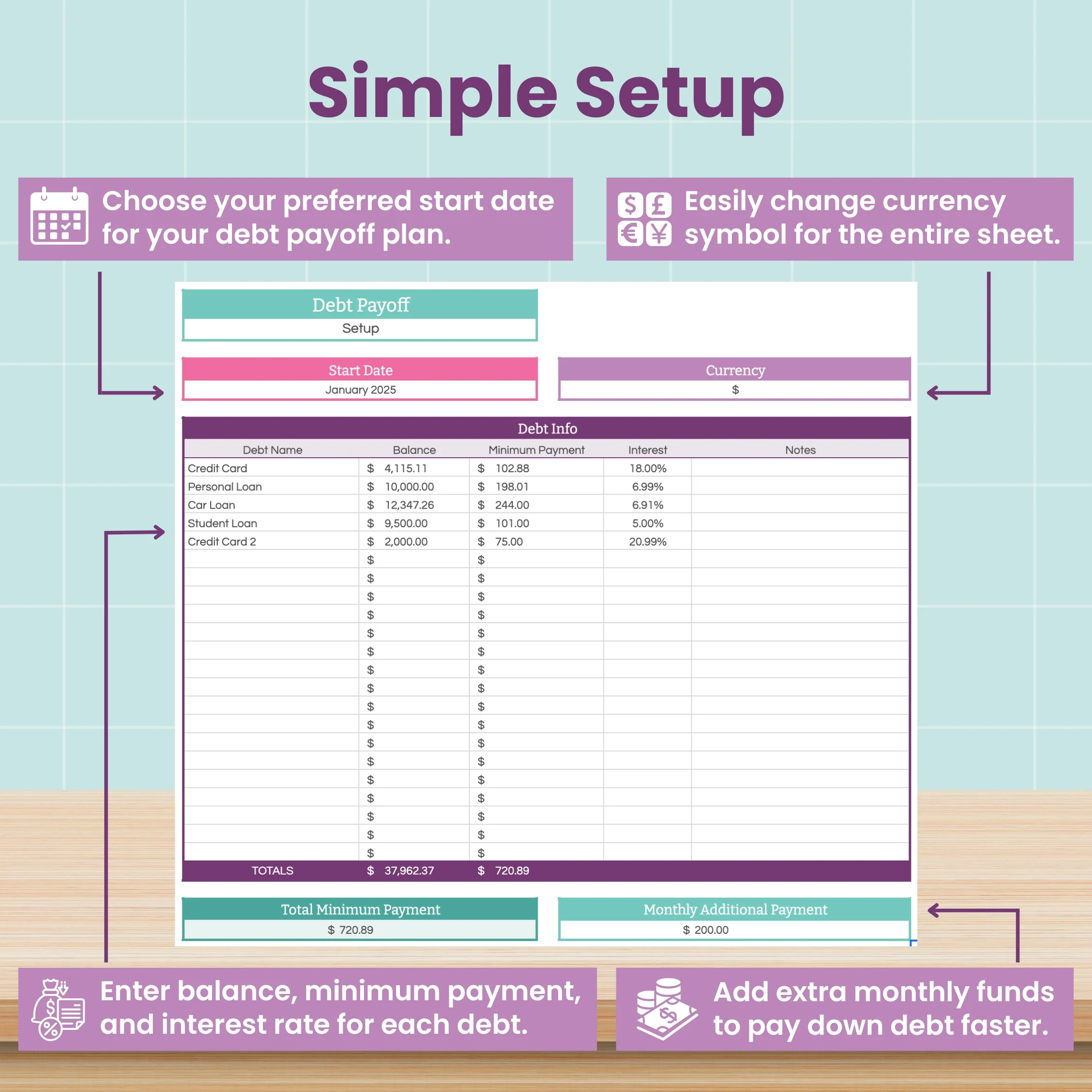 Debt Snowball Spreadsheet For Google Sheets Abby Organizes
