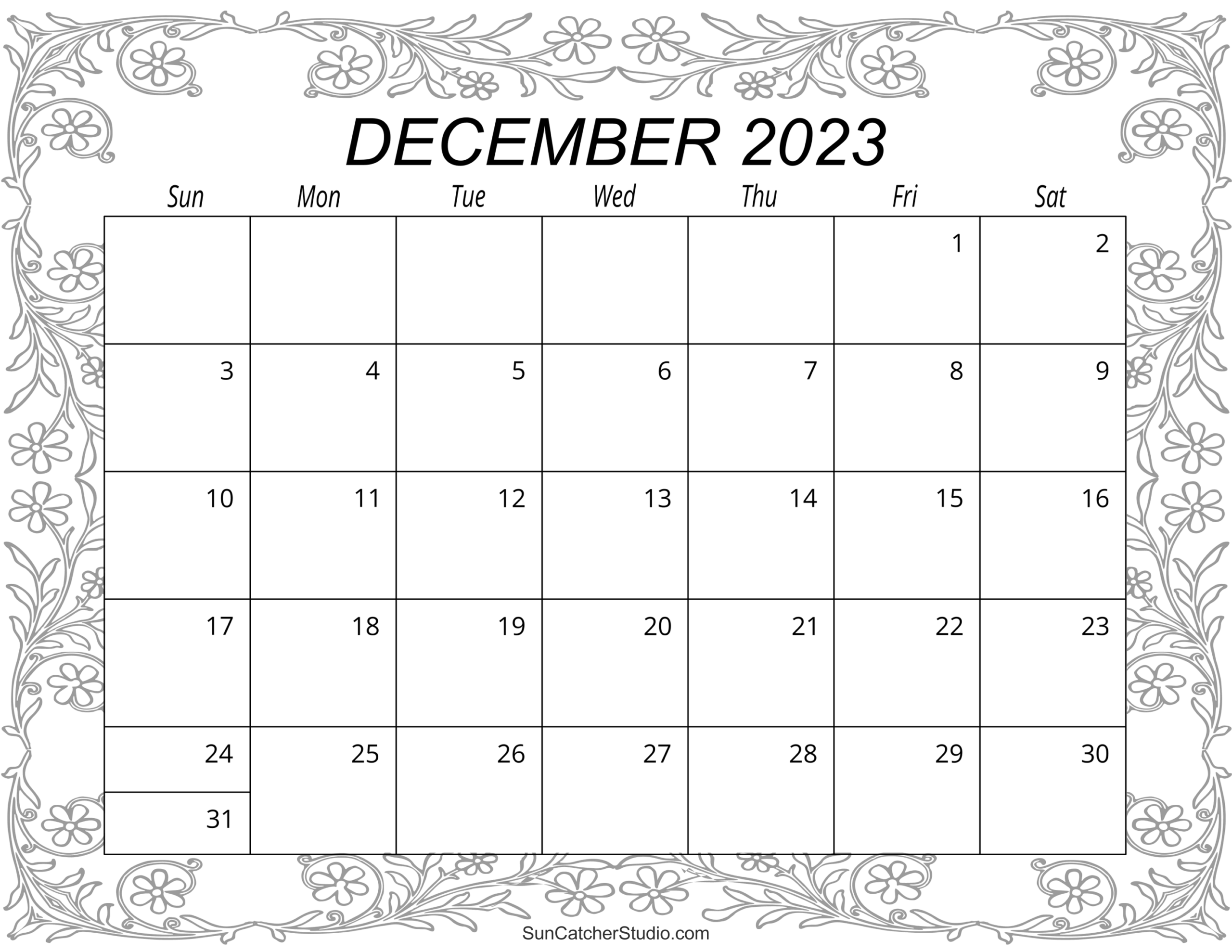 December 2023 Calendar Free Printable Free Printables 