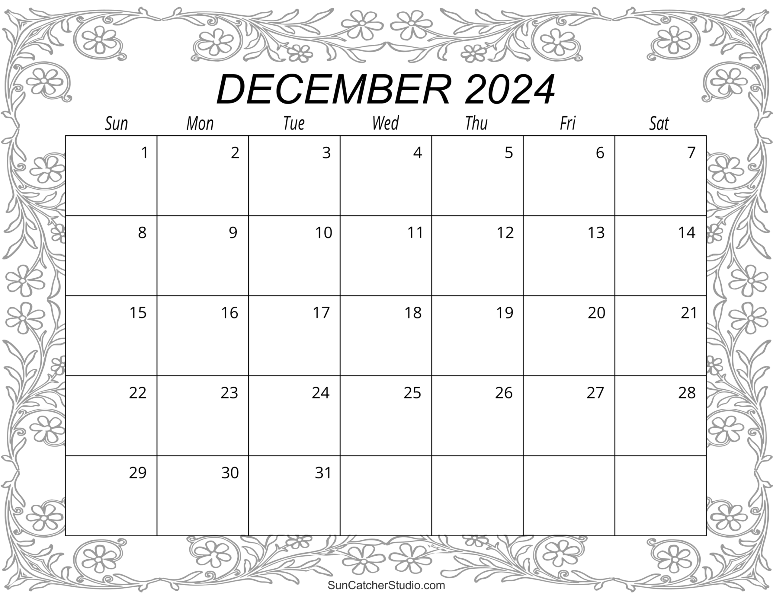 December Printable Calendar Free