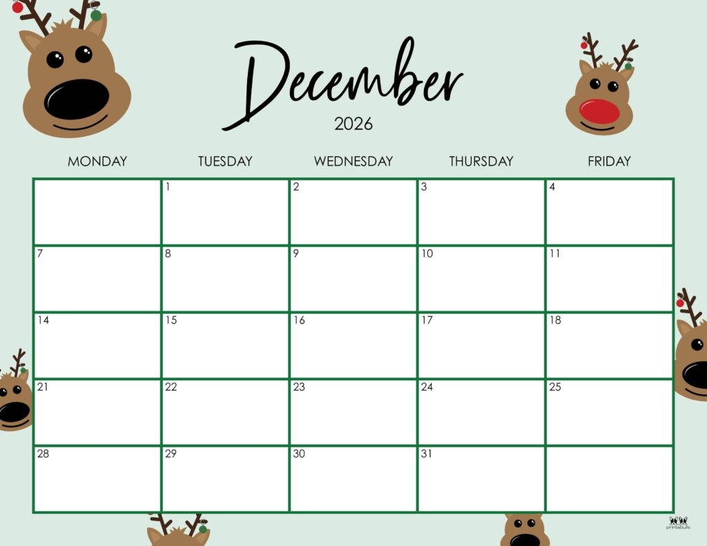 December 2026 Calendars 123 FREE Printables Printabulls