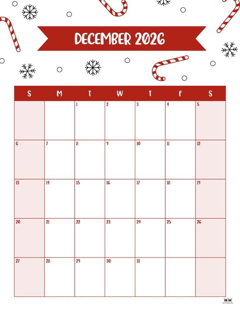 December 2026 Calendar Printabl