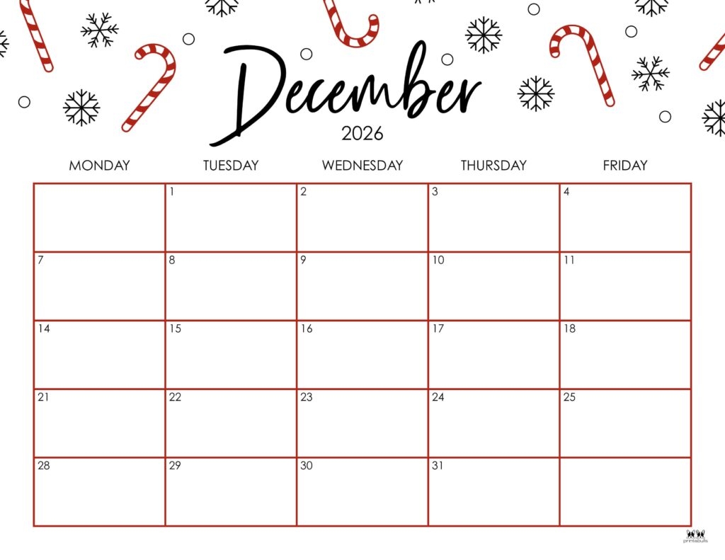 Free Printable 2026 December Calendar