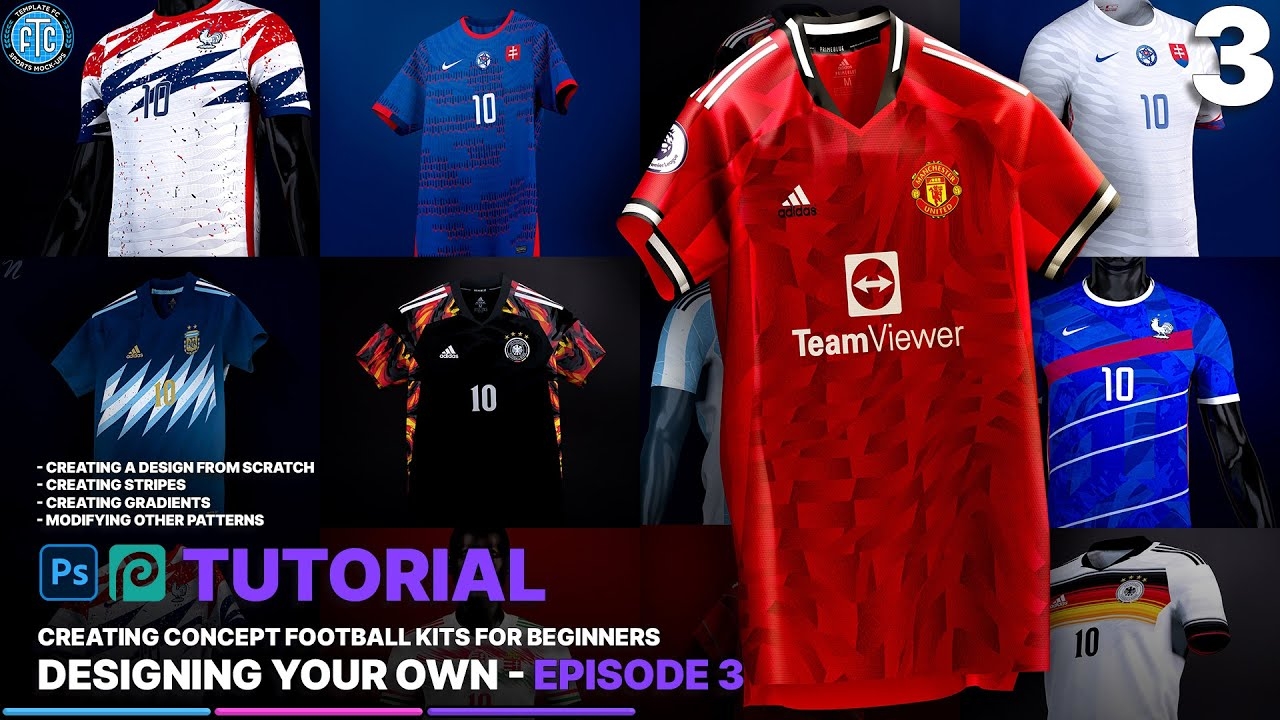 Designing Your Own Kit How To Create Concept Football Kits Ep 3 Photoshop Photopea Tutorial