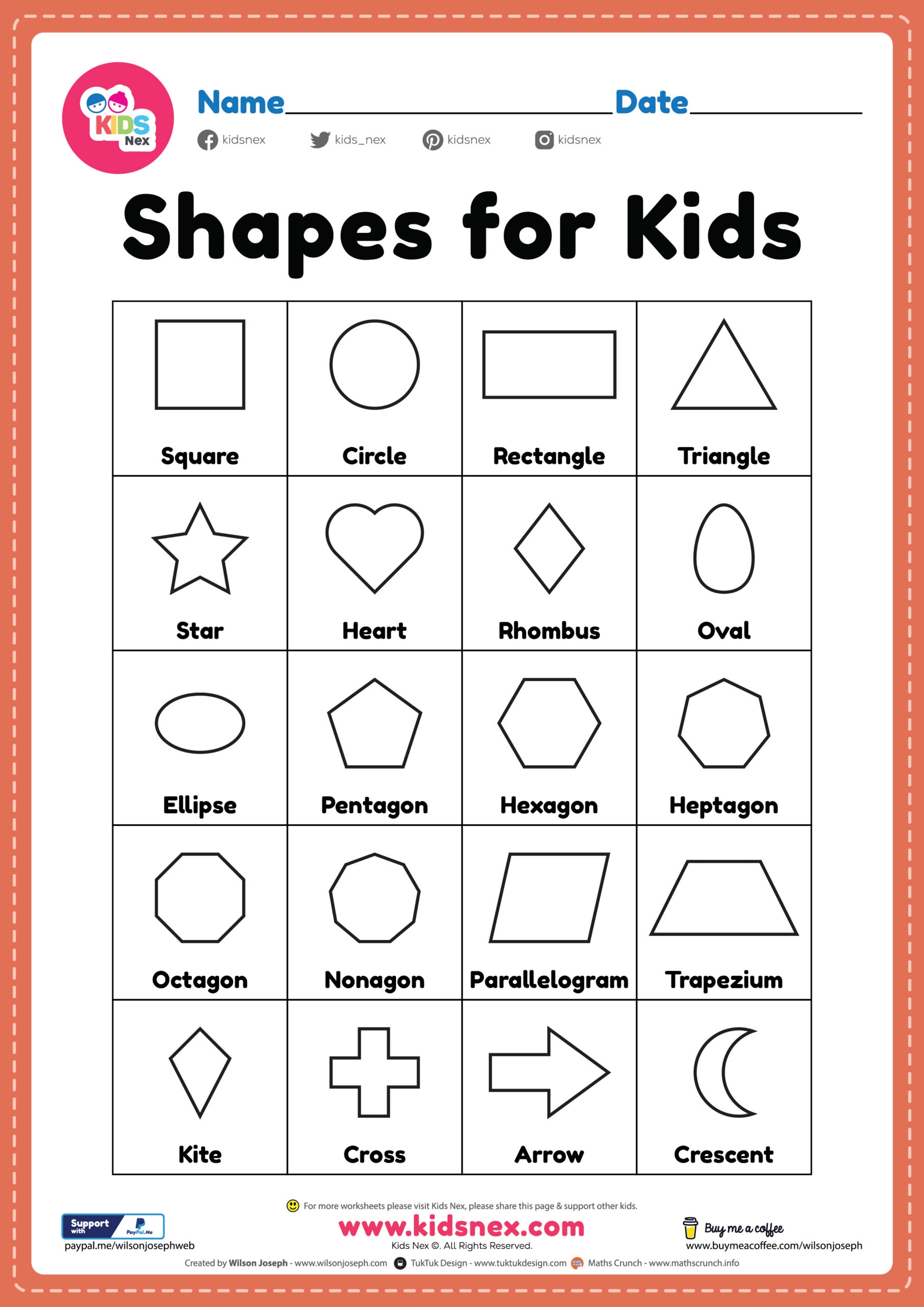 Different Shapes For Kids Free Printable PDF For Preschool