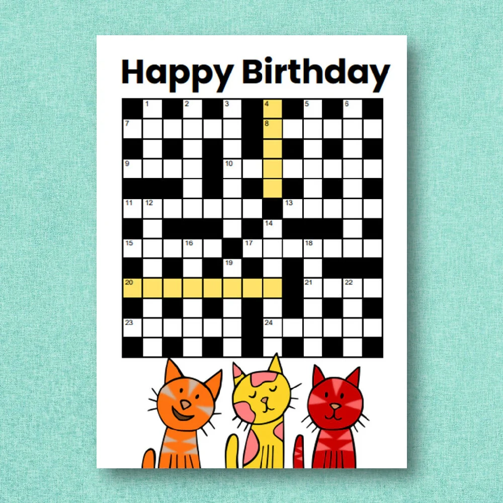 Printable Humorous Birthday Crossword Puzzles