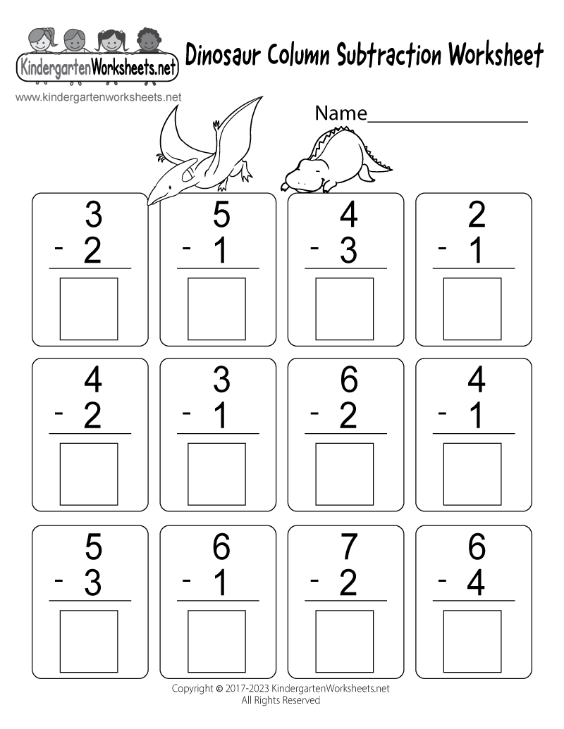 Dinosaur Column Subtraction Worksheet Free Printable Digital amp PDF