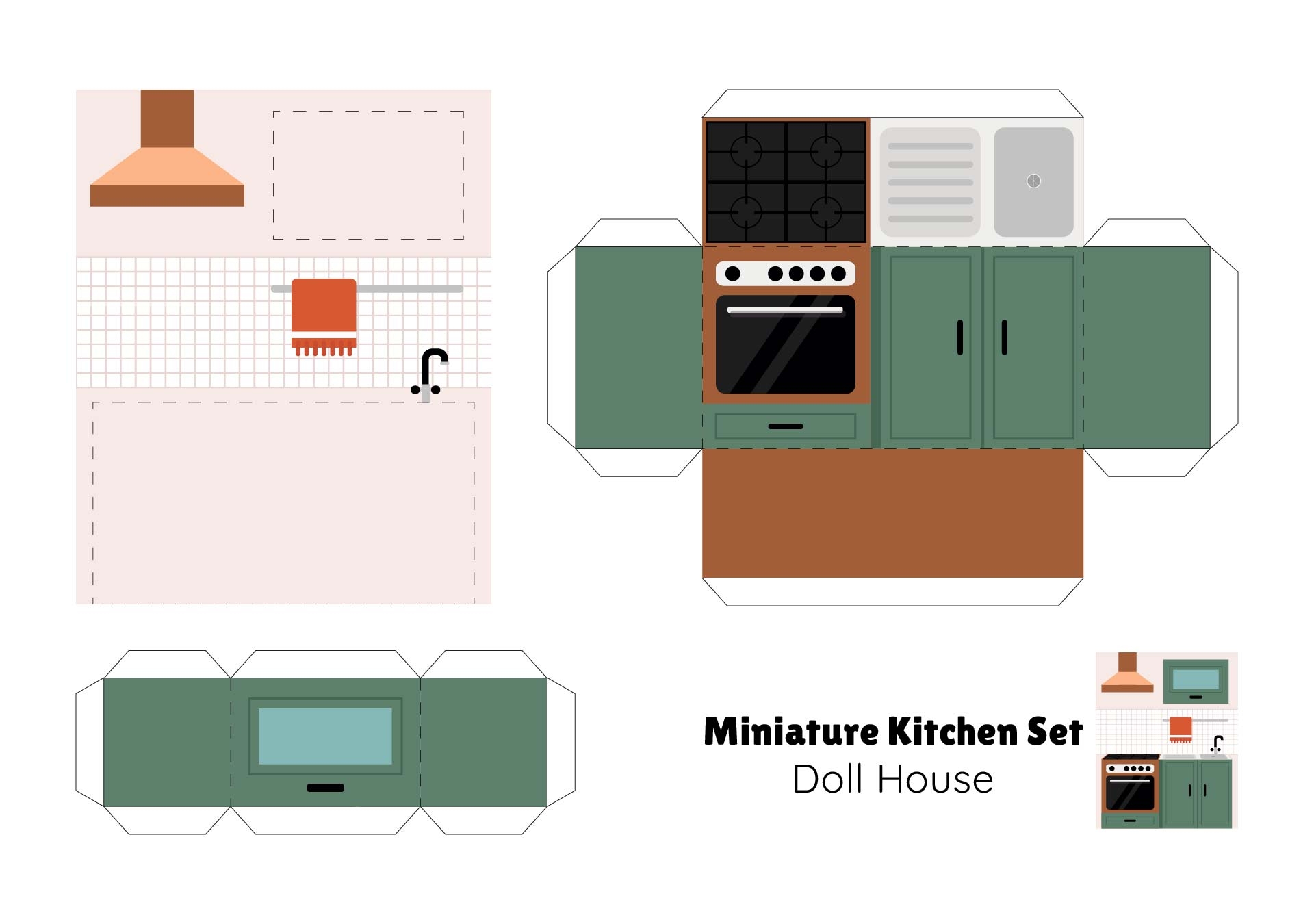 Diy Dollhouse Miniatures Templates 1 12 Kitchen Stove Printable 