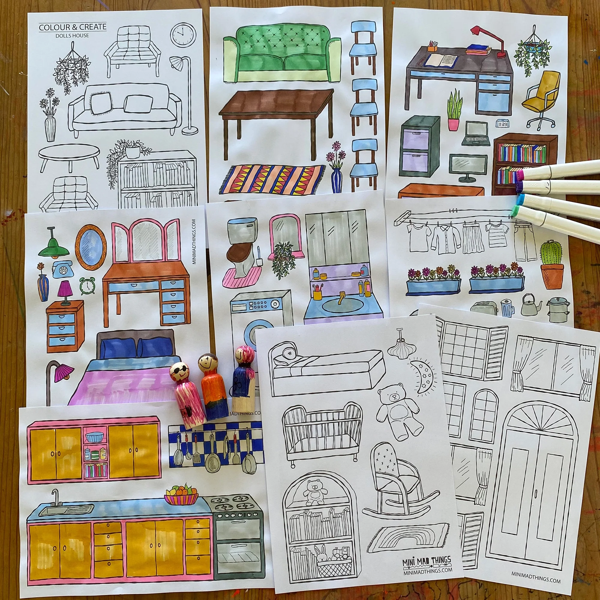 Cut Out Free Printable Dollhouse Furniture Templates