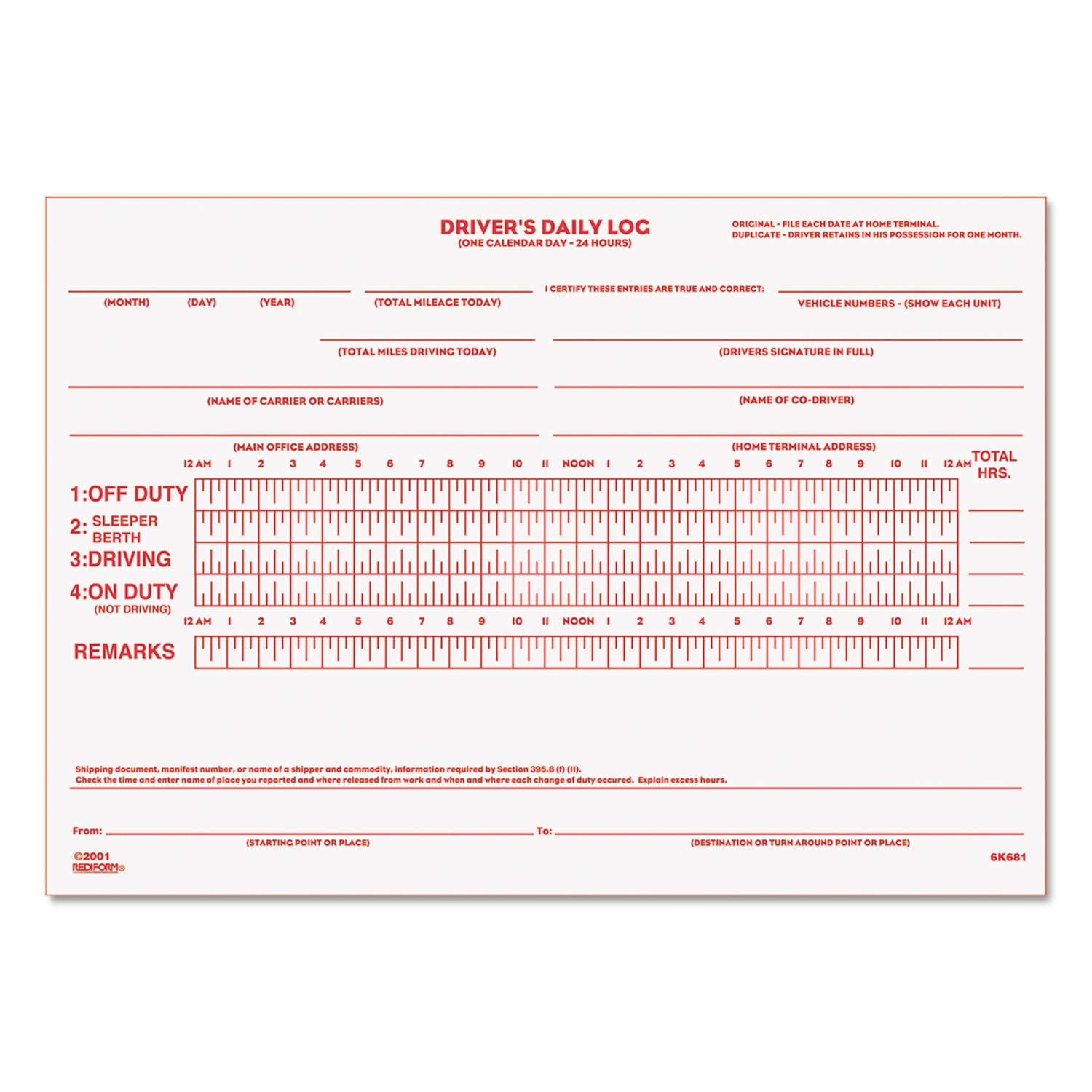 Truckers Log Book Printable