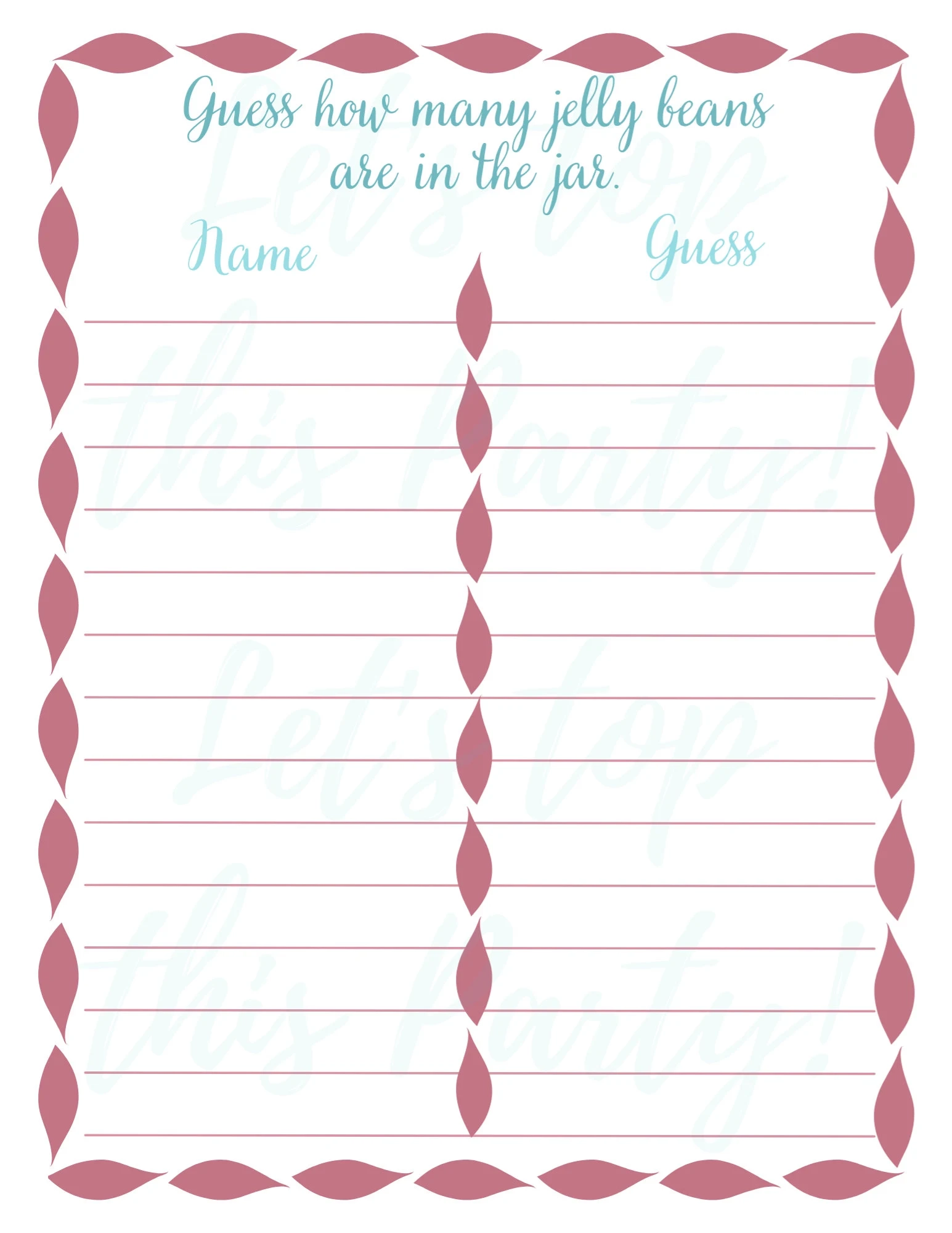 Easter Guess How Many Jelly Beans Printable Easter Guessing Game 