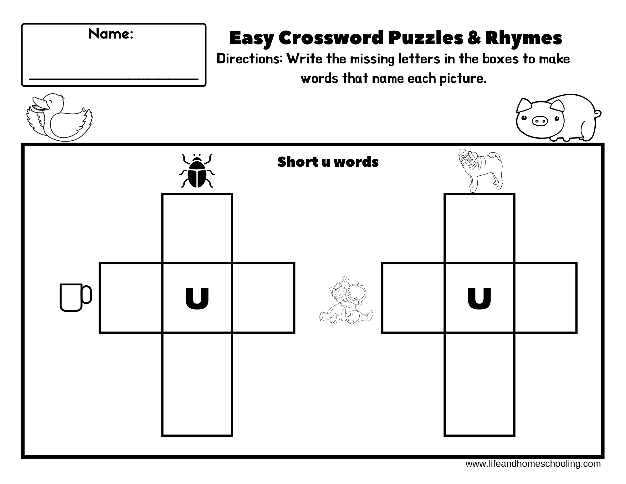 Easy Crossword Puzzles cvc amp Rhymes Made By Teachers