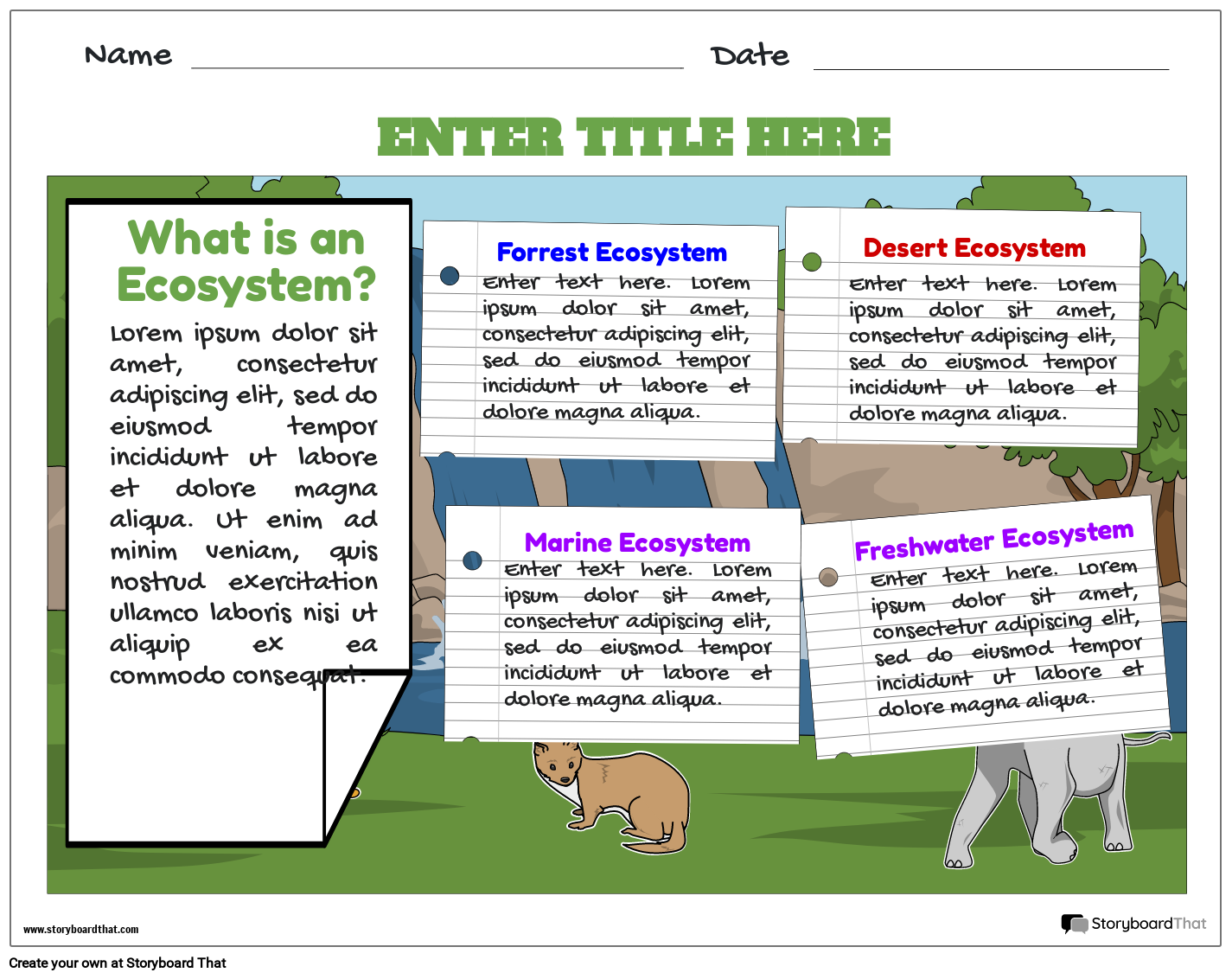 Ecosystem For Kids Worksheets Free