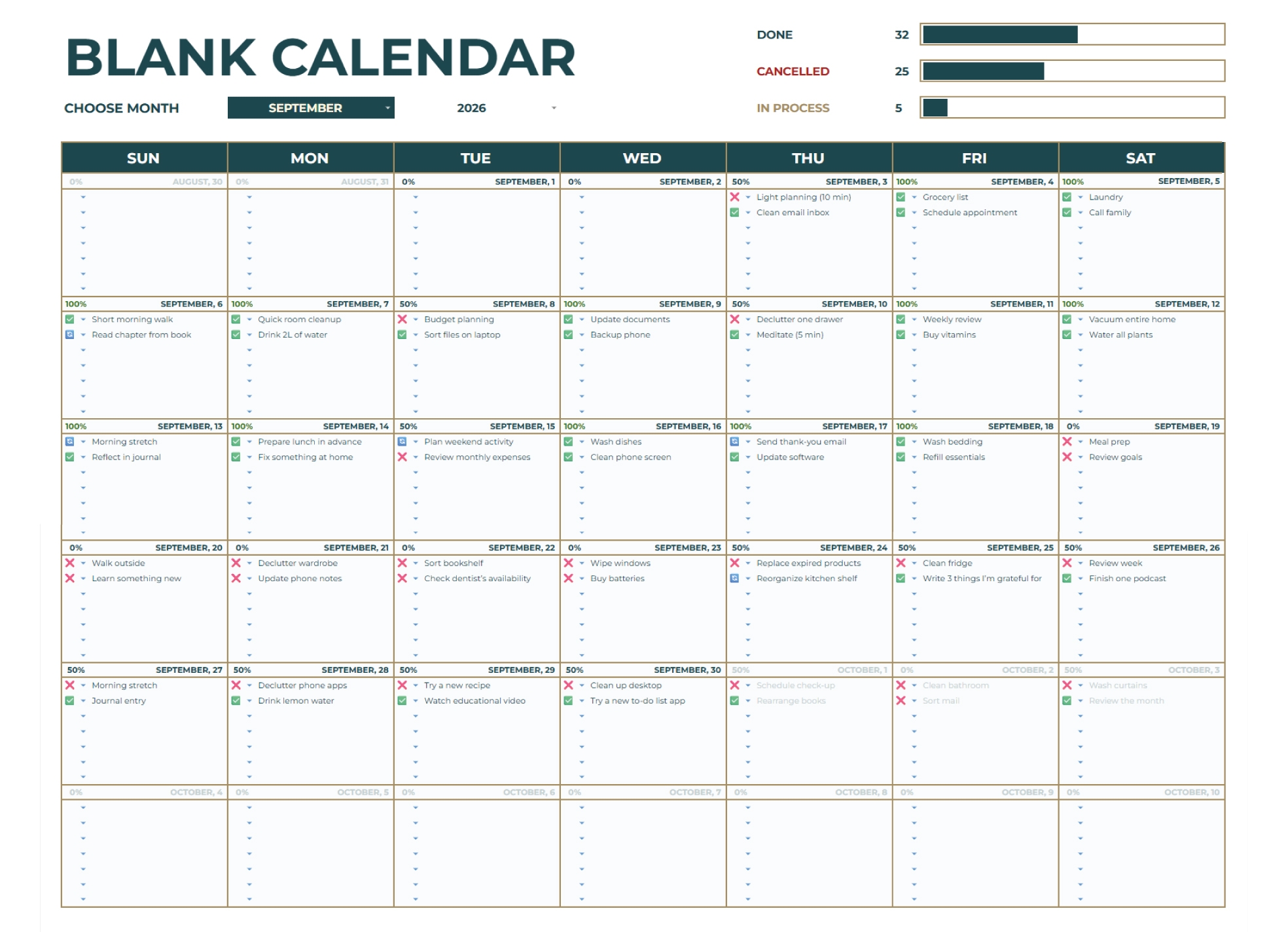 Blank Google Calendar Printable
