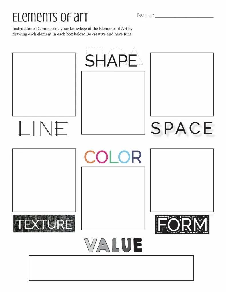 Elements Of Art amp Principles Of Design Worksheets 