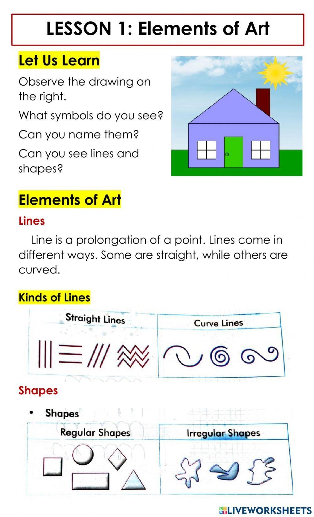 Elements Of Arts Worksheet
