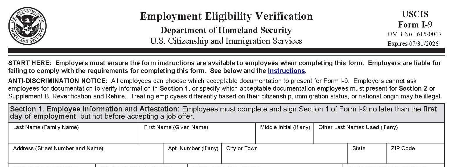 Employer Alert USCIS Announces New Form I 9 Mandatory By 