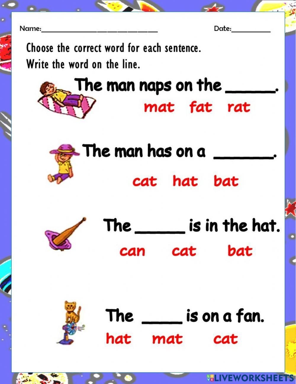 Free Printable Cvc Sentences Worksheets