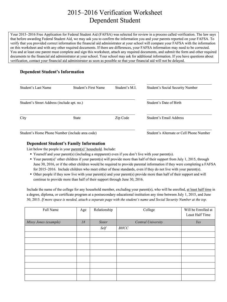 Fafsa Worksheet Fill Out amp Sign Online DocHub