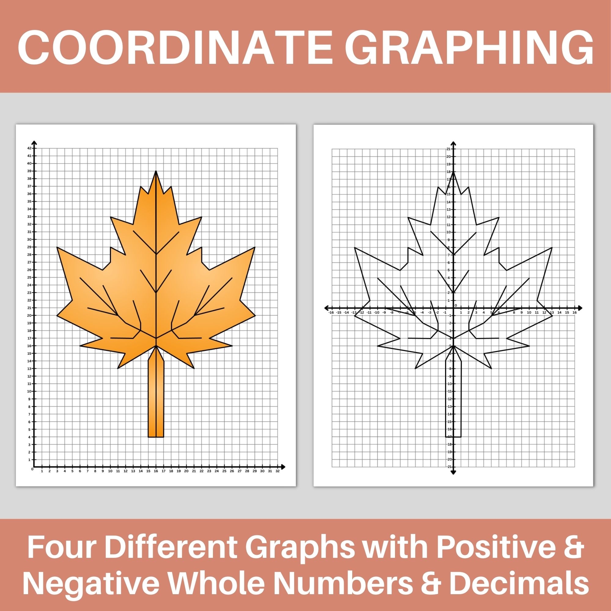 Fall Leaf Coordinate Graphing Mystery Picture Autumn Math Activity 