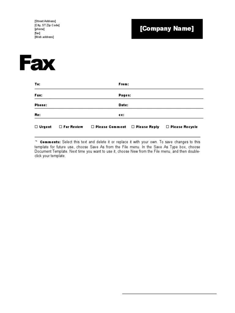 Free Printable Fax Cover Sheet Templates