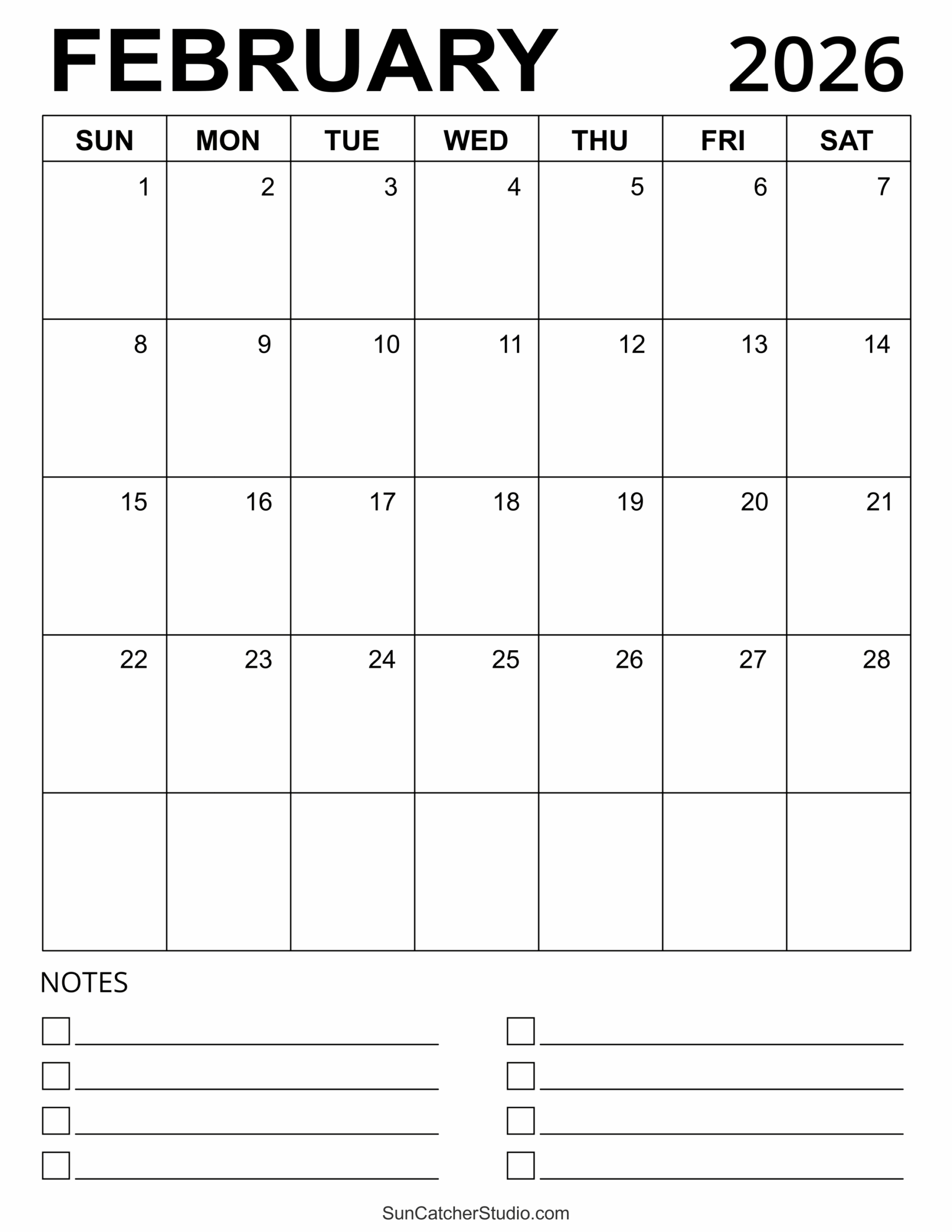 Printable Calendar February 2026