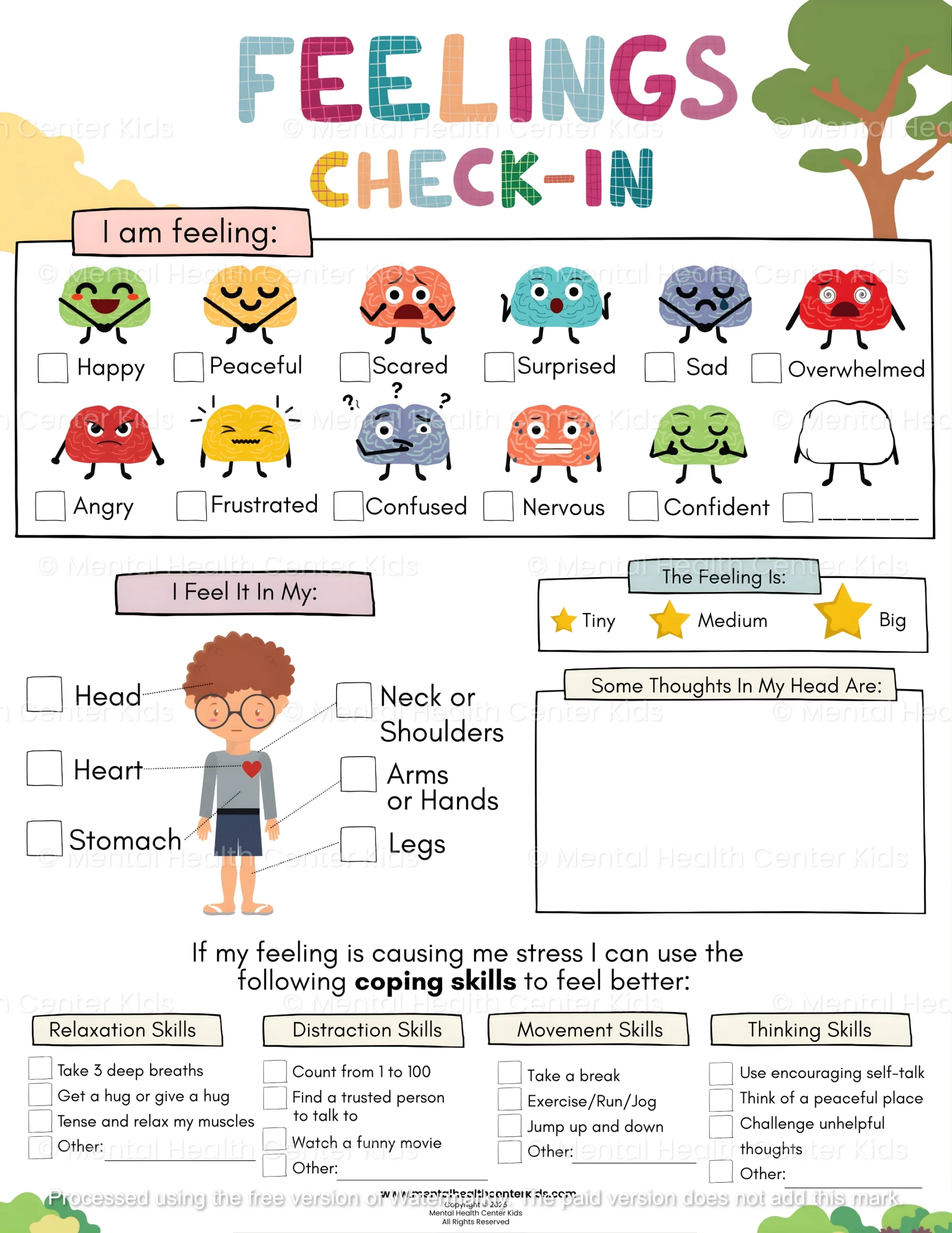 Feelings Check In Printable