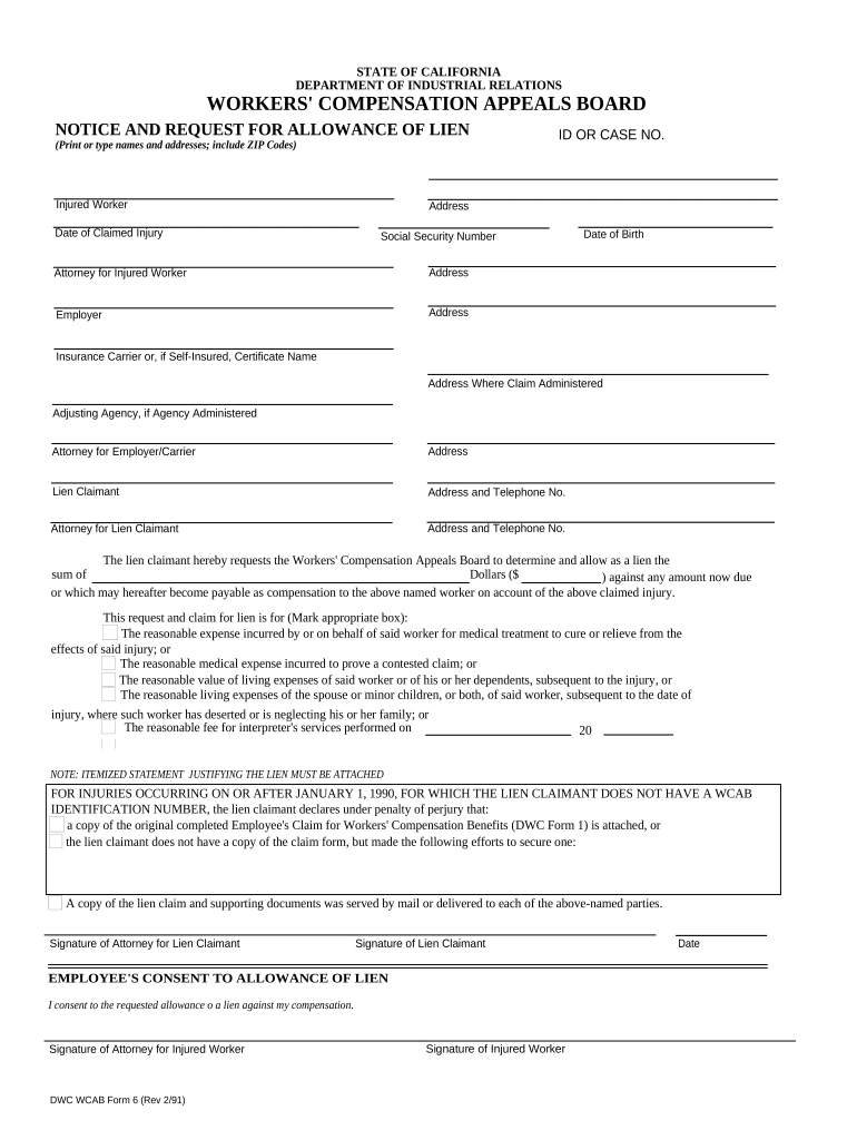 Fill And Sign The California Workers Compensation Form