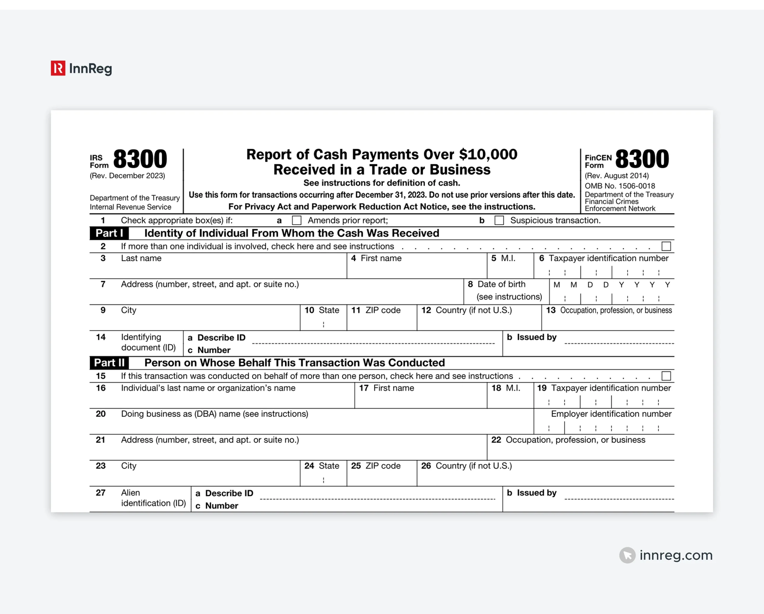 FinCEN Form 8300 Cash Reporting Requirements For Businesses