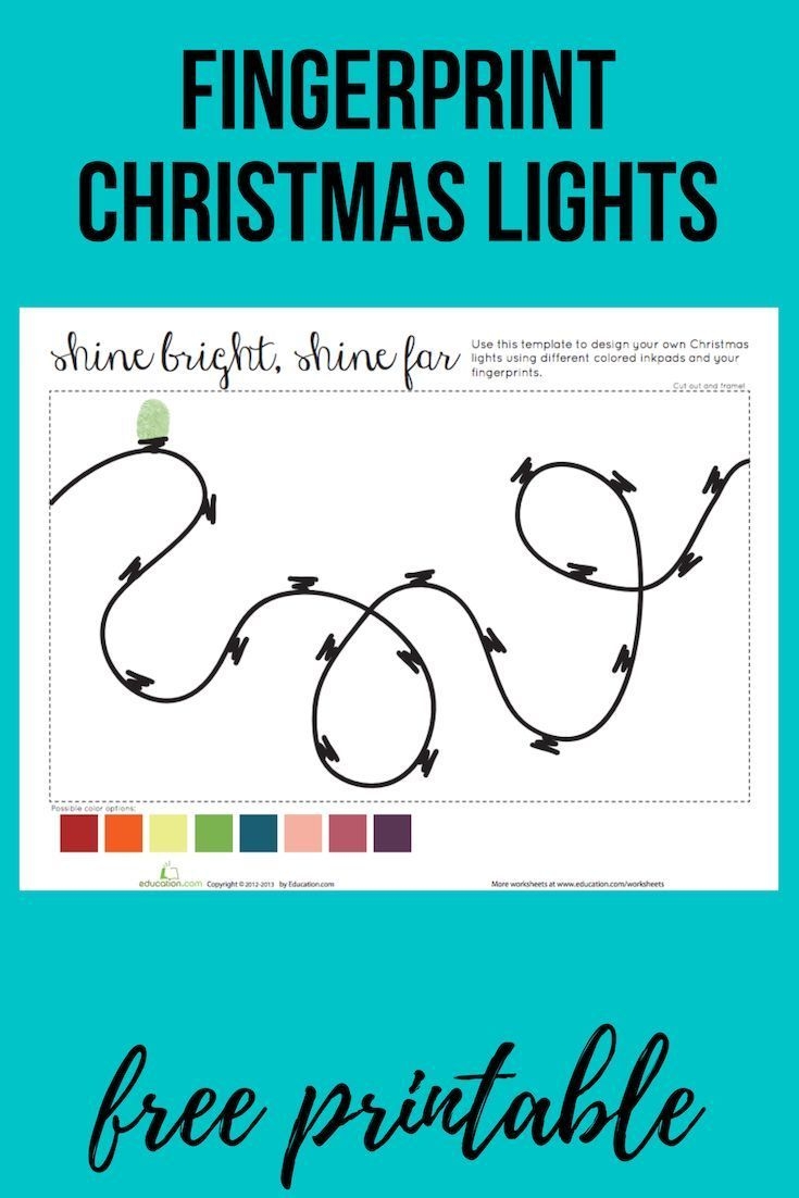 Fingerprint Christmas Lights Worksheet Education