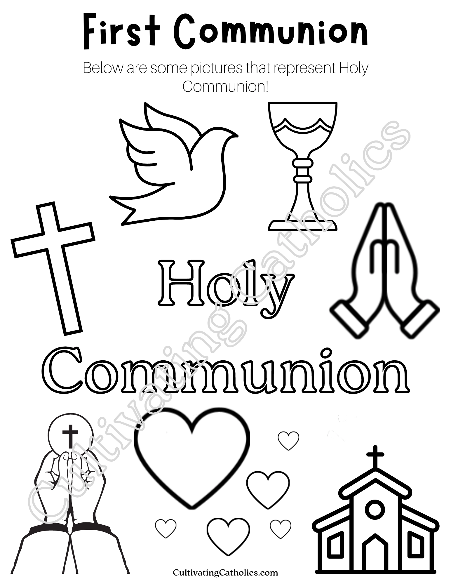 First Communion Coloring Page Printable